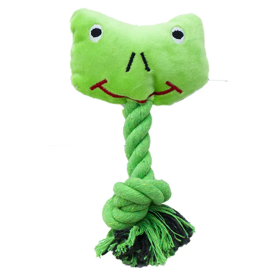 Eastland Squeaky Plush Frog with Rope, 16 cm