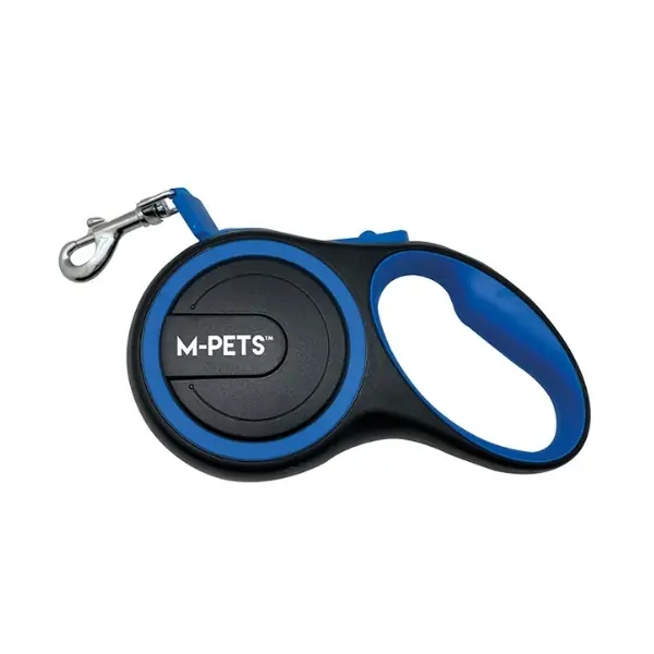 M-Pets Liberty Tape Retractable Dog Leash, Blue, Large